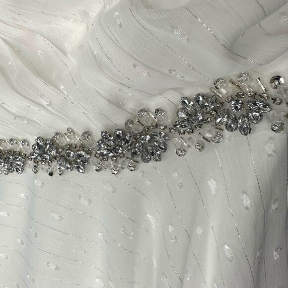 Mac Duggal White A Line Chiffon Long Dress 12 - Picture 5 of 13